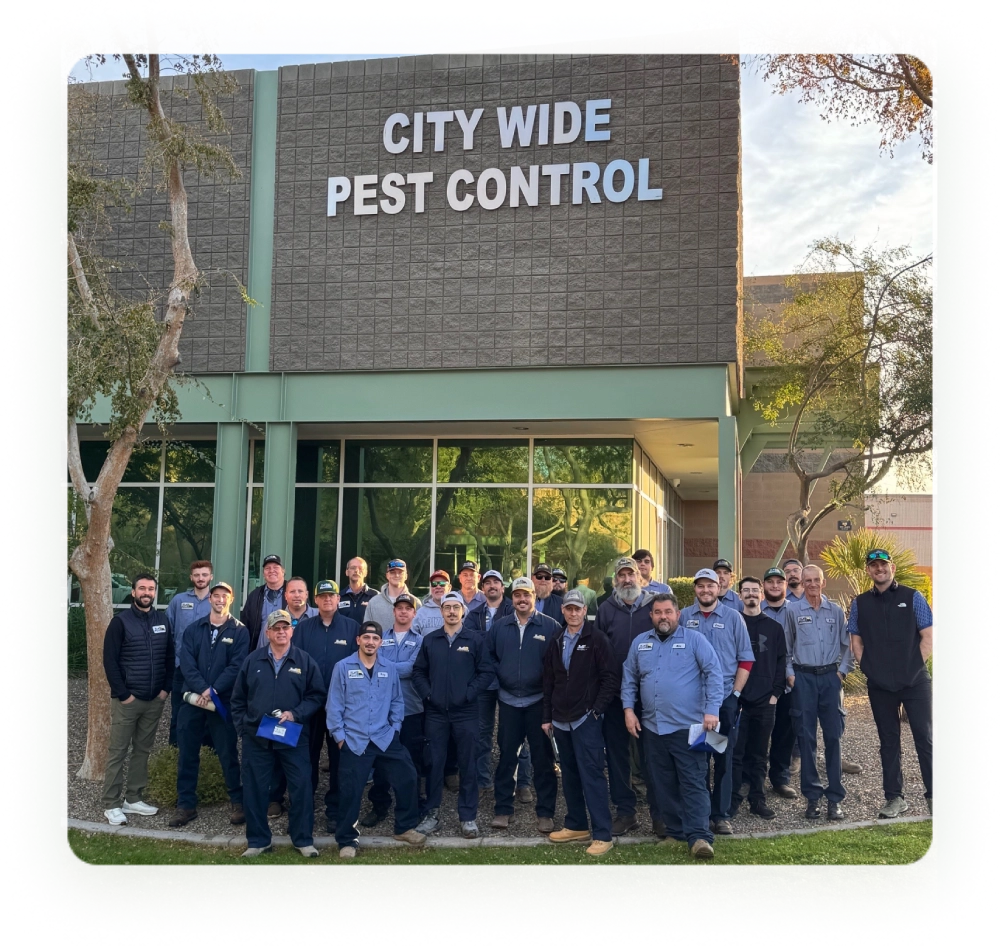 The City Wide Pest Control crew outside their Phoenix headquarters