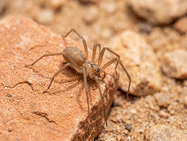 Close-up of an Arizona brown spider on a desert rock