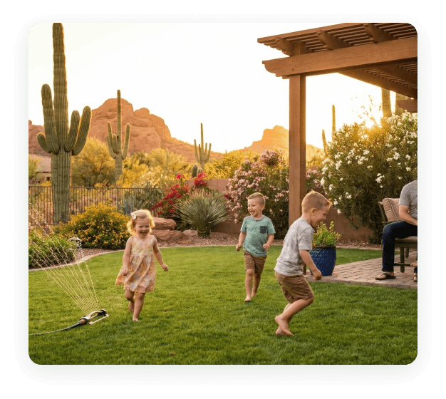 A Phoenix family relaxing in their backyard after pest control service