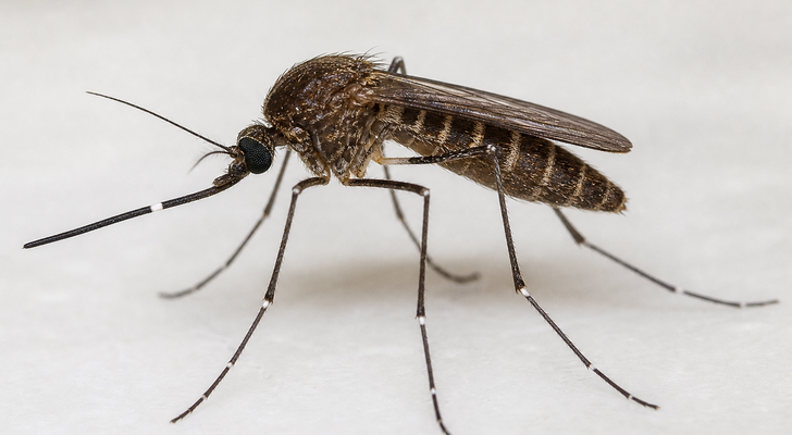 Western encephalitis mosquito (Culex tarsalis), showing the white band around the middle of the proboscis