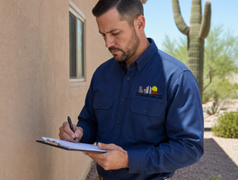 City Wide Pest Control inspector completing a wood destroying insect inspection report